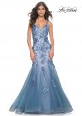 Picture of: Mermaid Two Tone Prom Dress with Sequin Lace Beaded Applique in Slate Blue, Style: 32192, Detail Picture 3