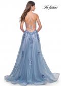 Picture of: Gorgeous Beaded Lace Applique Gown with Illusion Bodice in Slate Blue, Style: 32057, Detail Picture 4