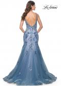 Picture of: Mermaid Two Tone Prom Dress with Sequin Lace Beaded Applique in Slate Blue, Style: 32192, Detail Picture 4