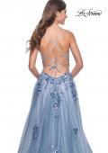 Picture of: Gorgeous Beaded Lace Applique Gown with Illusion Bodice in Slate Blue, Style: 32057, Detail Picture 6