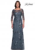 Picture of: Beaded Long Mother of the Bride Dress with Illusion Top in Slate Gray, Style: 31458, Main Picture