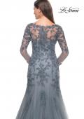 Picture of: Lace and Tulle A-Line Gown with Long Sleeves in Slate, Style: 31887, Detail Picture 2