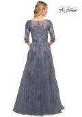 Picture of: Lace and Tulle A-line Gown with Three Quarter Sleeves, Style: 28036, Detail Picture 4