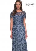Picture of: Floral Beaded Evening Dress with Sheer Cap Sleeves, Style: 27956, Detail Picture 5