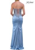 Picture of: Strapless Beaded Corset Gown with Ruching and Lace-Up Back in Slate, Style: 33765, Detail Picture 8