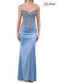 Picture of: Strapless Beaded Corset Gown with Ruching and Lace-Up Back in Slate, Style: 33765, Detail Picture 7