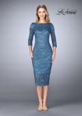 Picture of: Mid-Length Dress with Sleeves and Closed Back in Slate Blue, Style: 24875, Main Picture