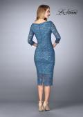 Picture of: Mid-Length Dress with Sleeves and Closed Back in Slate Blue, Style: 24875, Back Picture