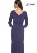 Picture of: Chic Jersey Evening Dress with Ruchign and Ruffle Skirt Detail in Smoky Blue, Style: 30814, Detail Picture 2