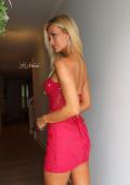 Picture of: Strapless Floral Corset Mini Dress in Strawberry, Style 33935, Detail Picture 4