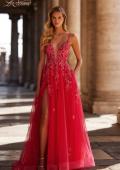 Picture of: Beautiful Lace Embellished A-Line Tulle Prom Dress with Deep V in Strawberry, Style: 32062, Main Picture