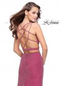 Picture of: Glittering Two Piece Jersey Prom Dress with Side Leg Slit in Strawberry, Style: 25572, Back Picture