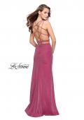 Picture of: Glittering Two Piece Jersey Prom Dress with Side Leg Slit in Strawberry, Style: 25572, Detail Picture 2