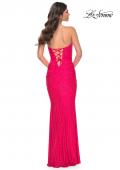 Picture of: Rhinestone Embellished Jersey Dress with Strapless Sweetheart Top in Strawberry, Style: 31945, Detail Picture 16