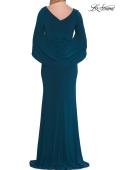 Picture of: Draped Cape Sleeve Jersey Gown with Ruched Bodice in Teal, Style: 33148, Detail Picture 11