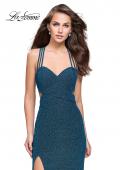 Picture of: Sparkly Jersey Dress with Side Cut Outs and Strappy Back in Teal, Style: 25258, Main Picture
