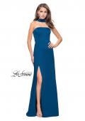 Picture of: Strapless Jersey Prom Dress with Attached Choker in Teal, Style: 25735, Main Picture