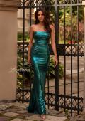 Picture of: Fabulous Metallic Jersey Ruched Strapless Dress in Teal , Style 32518, Main Picture