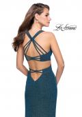 Picture of: Sparkly Jersey Dress with Side Cut Outs and Strappy Back in Teal, Style: 25258, Back Picture