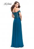 Picture of: Beaded Lace Off the Shoulder Prom Dress in Teal, Style: 26070, Back Picture