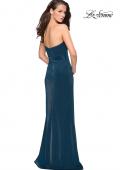 Picture of: Long Strapless Stretch Jersey Prom Dress in Teal, Style: 27051, Back Picture