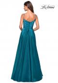 Picture of: Long Satin Simple Prom Dress with Empire Waist in Teal, Style: 27226, Back Picture