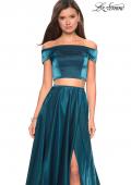 Picture of: Two Piece Two- Tone Satin A Line Prom Dress in Teal, Style: 26919, Detail Picture 1
