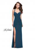 Picture of: Sparkly Jersey Dress with Side Cut Outs and Strappy Back in Teal, Style: 25258, Detail Picture 2