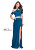Picture of: Two Piece Long Prom Dress with Beaded Halter Top in Teal, Style: 25846, Detail Picture 3