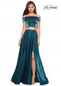 Picture of: Two Piece Two- Tone Satin A Line Prom Dress in Teal, Style: 26919, Detail Picture 3
