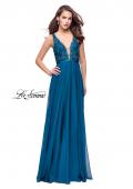 Picture of: A-line Prom Gown with Chiffon Skirt and Lace in Teal, Style: 26061, Detail Picture 2