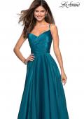 Picture of: Long Satin Simple Prom Dress with Empire Waist in Teal, Style: 27226, Detail Picture 4