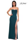 Picture of: Jersey Strapless Dress with Sweetheart Rhinestone Lined Neckline in Teal , Style 32829, Detail Picture 5