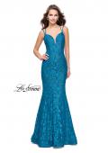 Picture of: Long Lace Mermaid Prom Dress with Double Straps in Teal, Style: 26043, Detail Picture 6