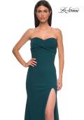 Picture of: Simple Strapless Jersey Dress with Criss Cross Bodice in Teal , Style 32863, Detail Picture 7