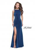 Picture of: Form Fitting Prom Gown with Leg Slit and Ruching in Turquoise, Style: 25884, Main Picture