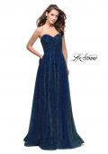 Picture of: Pleated Lame A-line Prom Dress with Ruched Bodice in Turquoise, Style: 25886, Main Picture