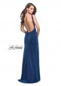 Picture of: Form Fitting Prom Gown with Leg Slit and Ruching in Turquoise, Style: 25884, Back Picture