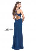Picture of: Sparkling Jersey Prom Dress with High Neck and Slit in Turquoise, Style: 25908, Back Picture