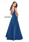 Picture of: Long Mikado Ball Gown with Boat Neckline and Pockets in Turquoise, Style: 26231, Back Picture