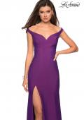 Picture of: Elegant Off the Shoulder Dress with Side Leg Slit in Violet, Style: 27587, Main Picture