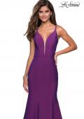 Picture of: Long Jersey Prom Gown with Open Strappy Back in Violet, Style: 27446, Detail Picture 3