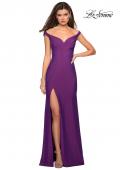Picture of: Elegant Off the Shoulder Dress with Side Leg Slit in Violet, Style: 27587, Detail Picture 3