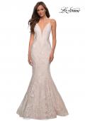 Picture of: Long Mermaid Lace Dress with Back Rhinestone Detail in White Blush, Style: 28355, Detail Picture 8