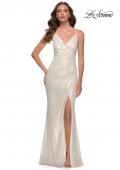 Picture of: Wrap Style Metallic Jersey Gown with Ruching in White Gold, Style 29707, Main Picture