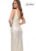 Picture of: Gorgeous Metallic Jersey Gown with Ruffle Detail in White Gold, Style 29759, Detail Picture 2