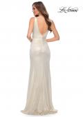 Picture of: Gorgeous Metallic Jersey Gown with Ruffle Detail in White Gold, Style 29759, Detail Picture 5