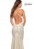 Picture of: Metallic Jersey Gown with Stunning Open Back in White Gold, Detail Picture 5