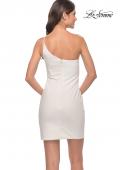 Picture of: One Shoulder Mini Dress with Slit in White, Style: 30927, Detail Picture 8
