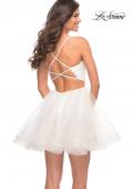 Picture of: Short Fit and Flare Tulle Dress with Open Back in White, Detail Picture 9